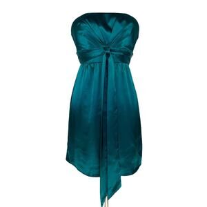 Cooper St. Peacock Green Strapless Satin Ruched Front A-Line Mini Dress Women 10